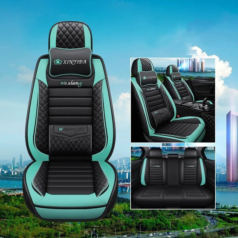 Five-seasons universal car seat cushion with high elastic sponge filler in a red colour.