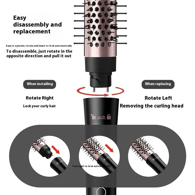 Automatic large wave hair curler in rose gold or black with three styling headbands.