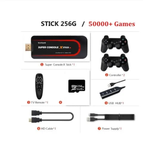 64-bit retro game console with HDMI port and multiple memory configuration options