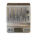 Silver household hexagonal handle screw extractor suit 12 pieces set on white background