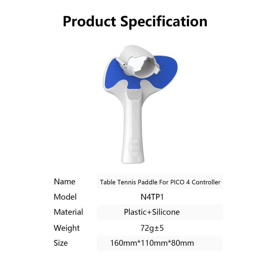 Red and blue plastic silicone Pico 4 VR controller table tennis racket hand grip measuring 160mm