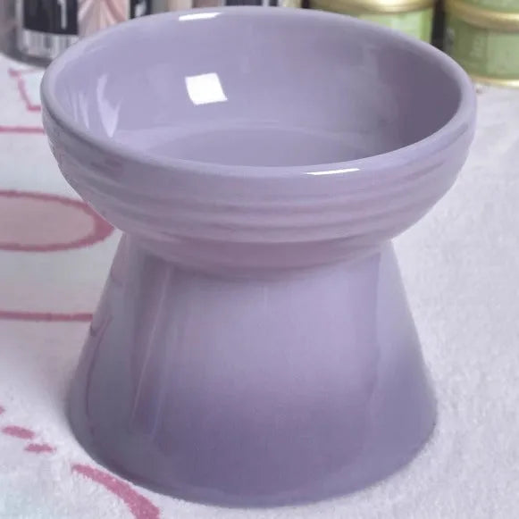 Black ceramic pet bowl with chin-high foot and neck protector anti-tumble design for cats and dogs