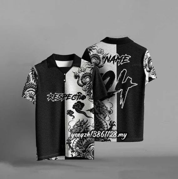 Black loose-fit short sleeve t-shirt with a 3D digital printed design on the front.