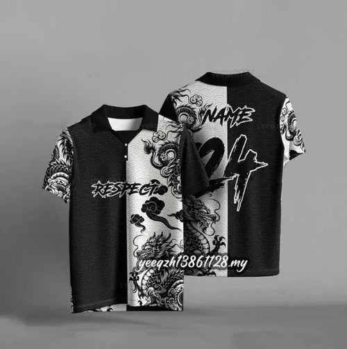Black loose-fit short sleeve t-shirt with a 3D digital printed design on the front.