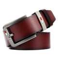 Fashion retro men's all-match pin buckle belt in imitation leather with D shape alloy buckle, black colour, 110cm length