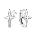 Sterling silver minimalist star ear clips with oxidised finish and XINGX symbol design