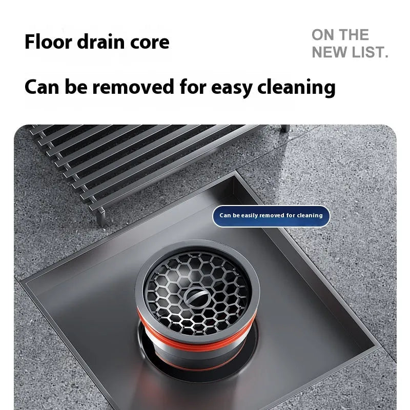 304 stainless steel courtyard floor drain with gun grey finish and 15x15 cm drainage core