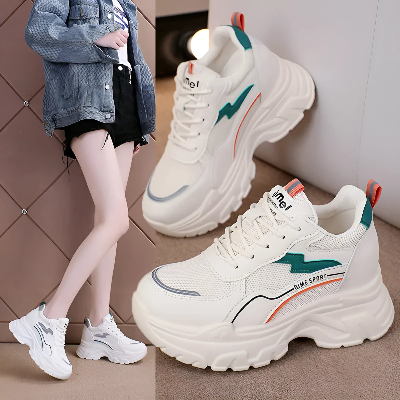 White women's low-top dad shoes with cross shoulder straps and a front lace-up closure.