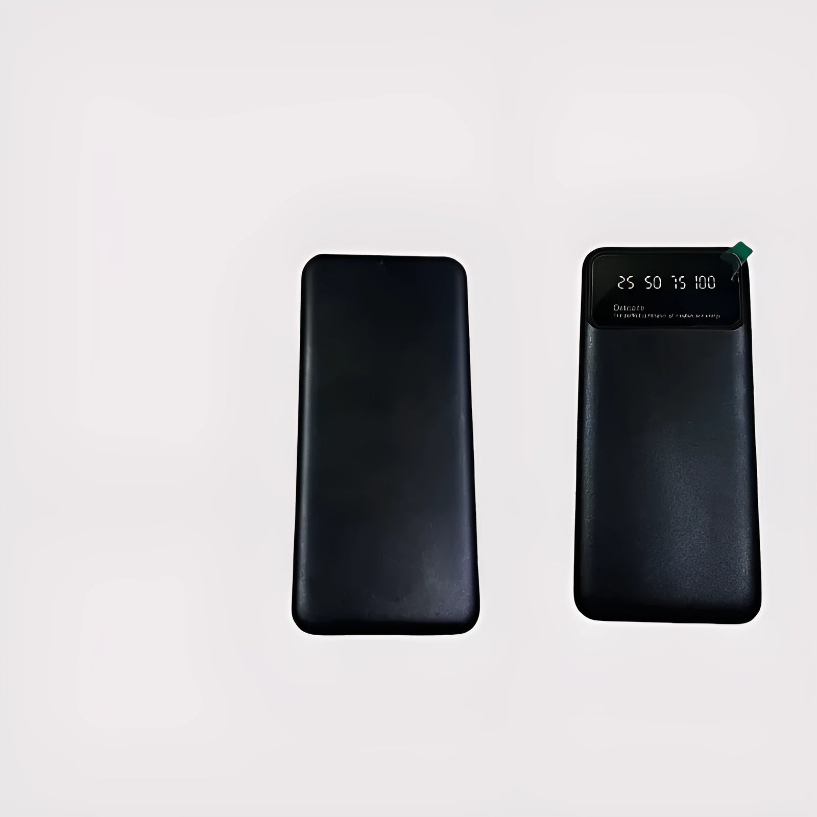 Black ultra-thin power bank showing 10000mAh capacity and compact 67x14x140mm dimensions
