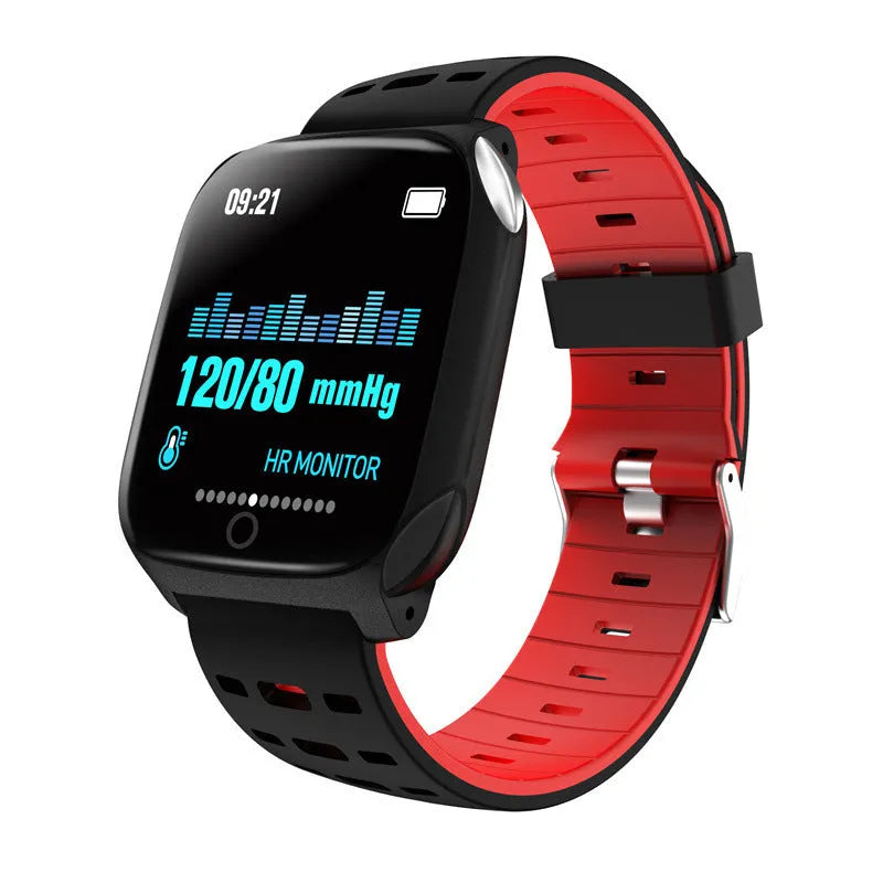 F16 smart watch with ECG monitor for blood pressure and heart rate tracking on wrist