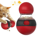 Rotating plastic cat toy ball with food dropping mechanism in super ball colour