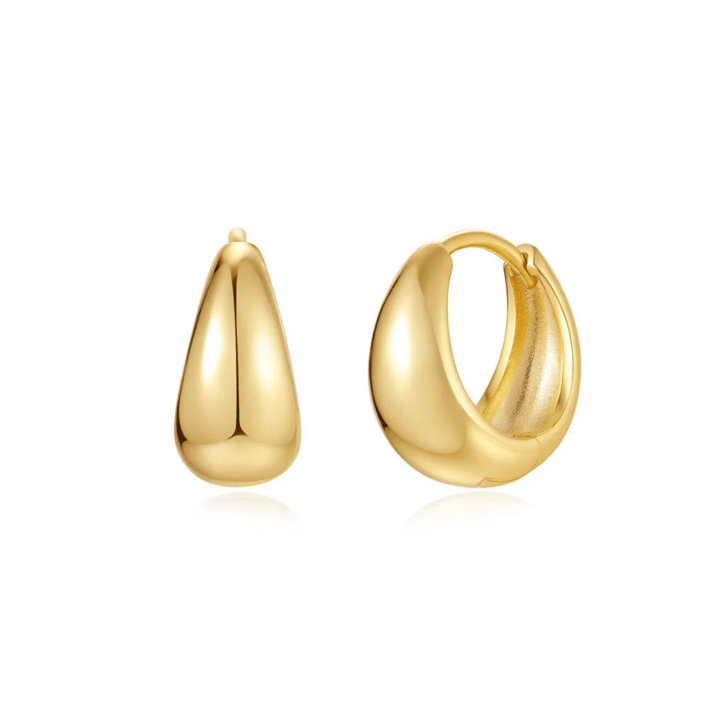 Brass diamond earclip earrings with geometric shape and gold electroplated finish