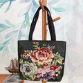 Double-sided gold wire embroidered canvas tote bag with polyester lining in medium size