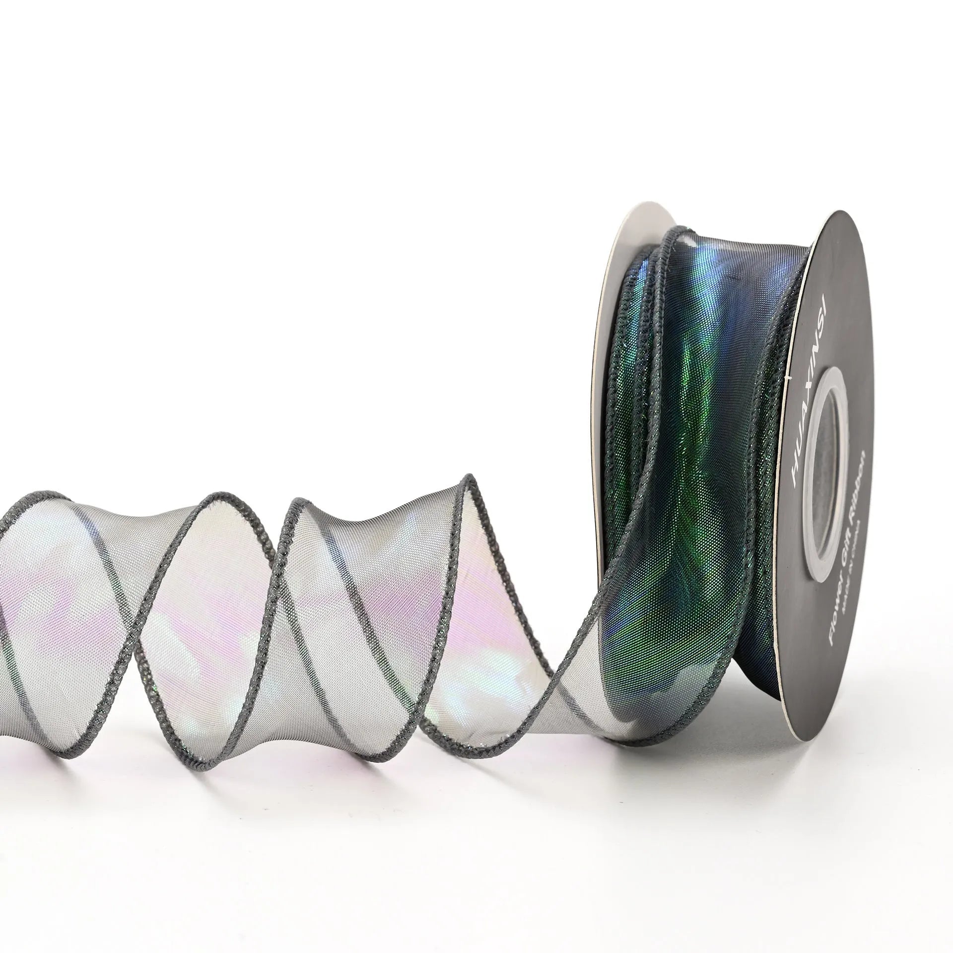 Fishtail yarn decorative ribbon in mesh material with colourful wave pattern, 4cm width