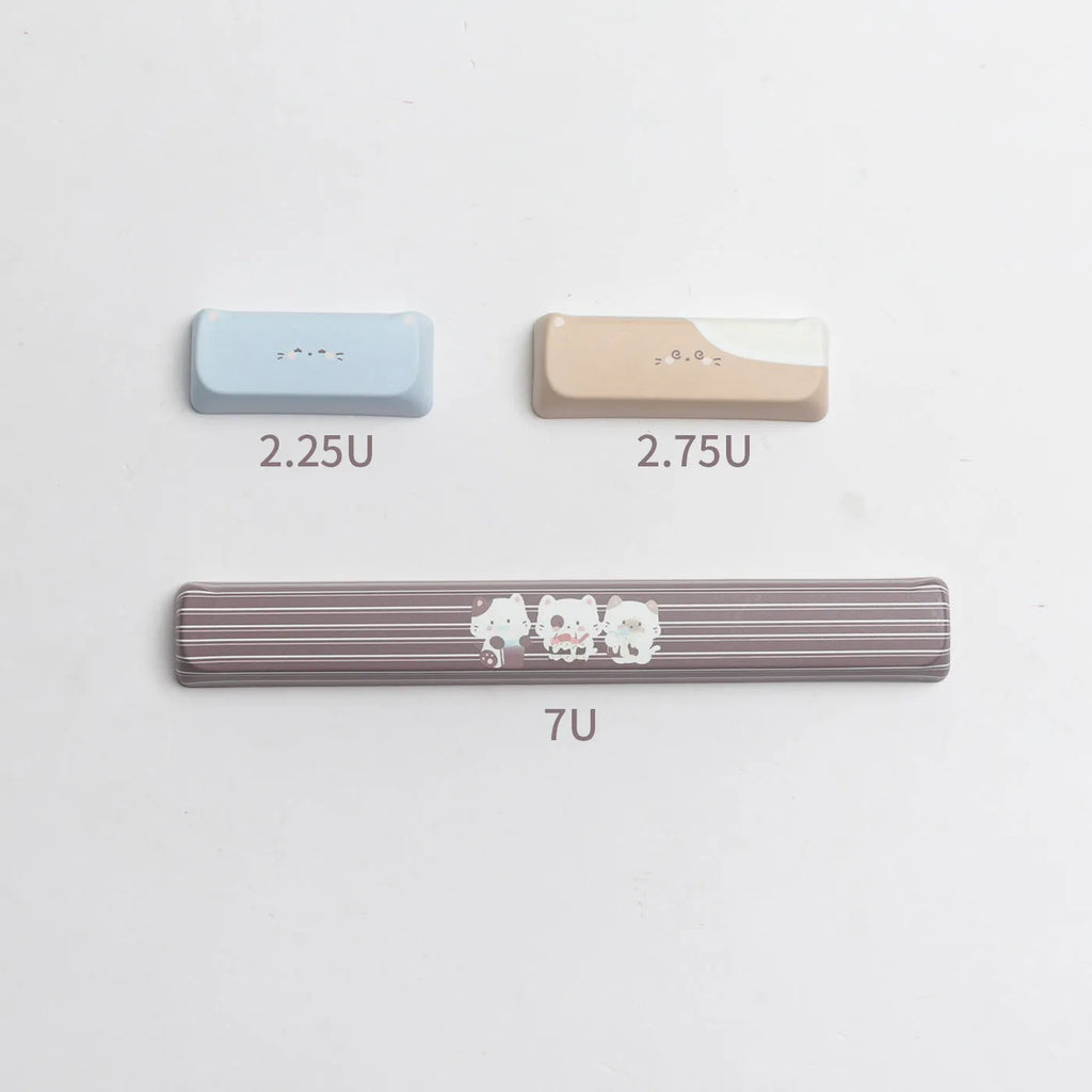 Sea salt cat themed PBT keycap set for mechanical keyboards with spacebar and supplement caps