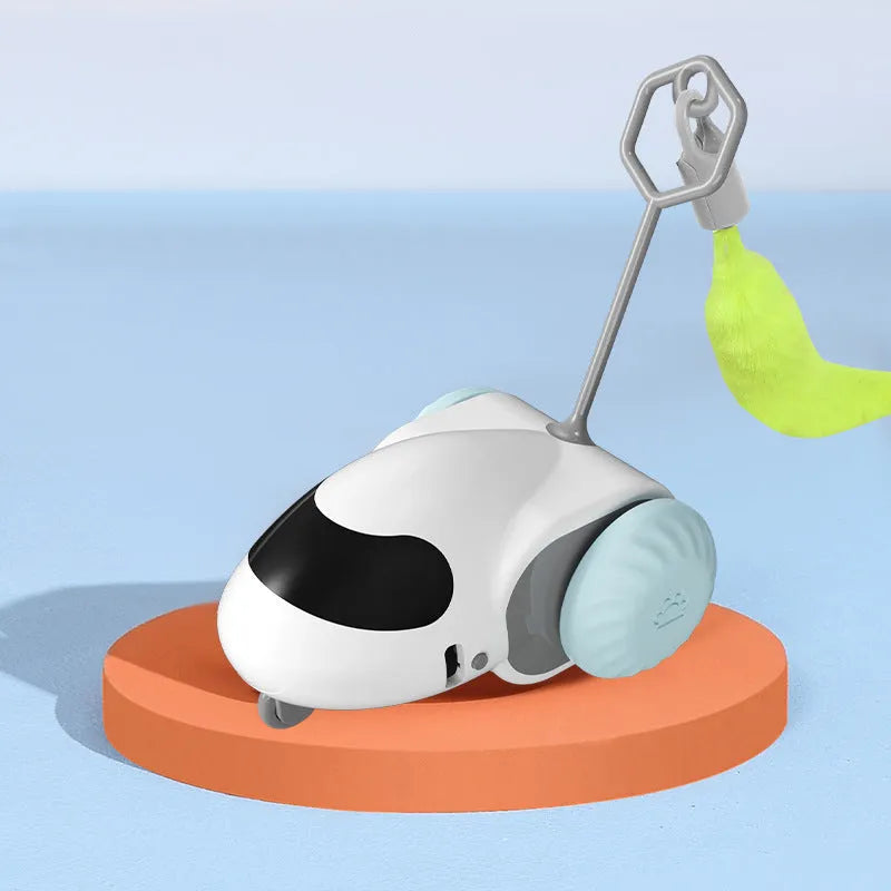 Light grey blue electric cat toy car with gravity sensor and Type-C charging port
