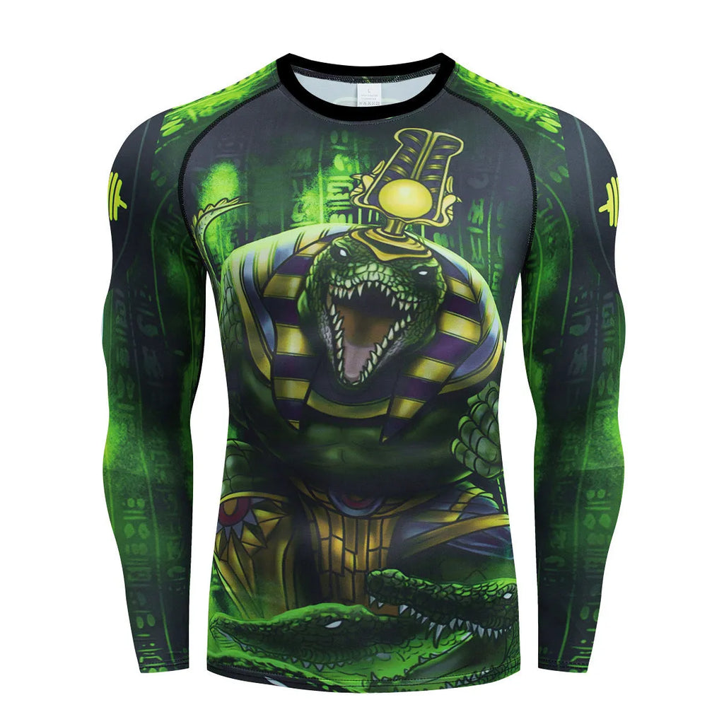 Man wearing a slim fit, long sleeve ZF016 printing style sports suit for running and fitness activities.