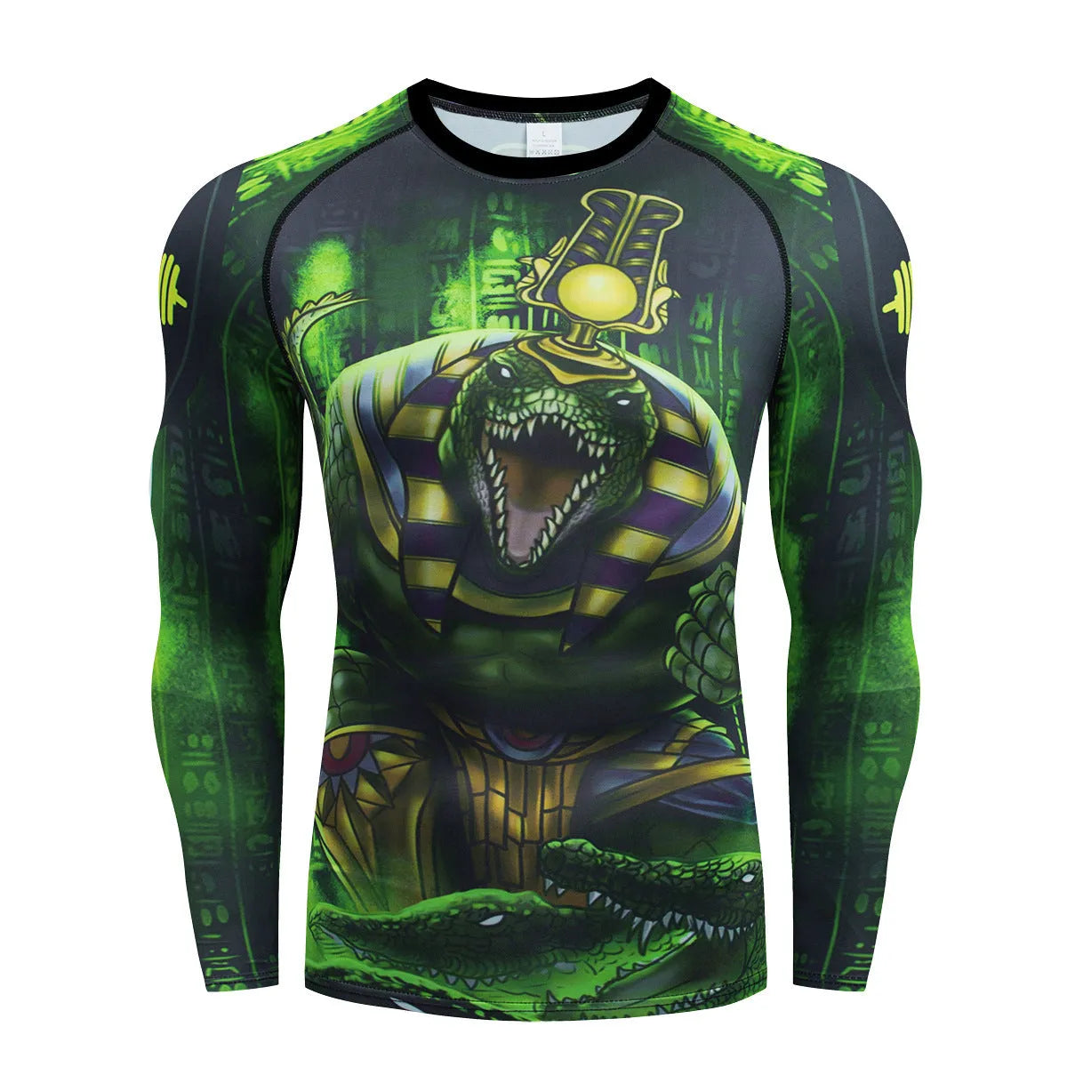 Man wearing a slim fit, long sleeve ZF016 printing style sports suit for running and fitness activities.