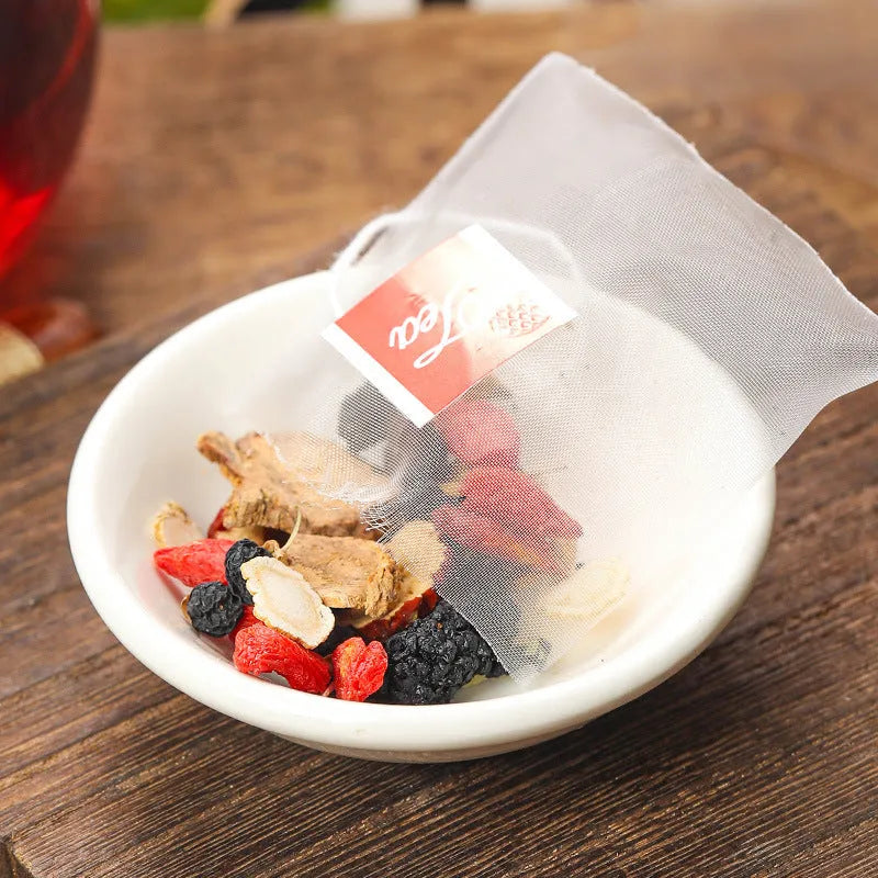 Resealable pouch of ginseng black wolfberry tea with 40 individual tea bags visible