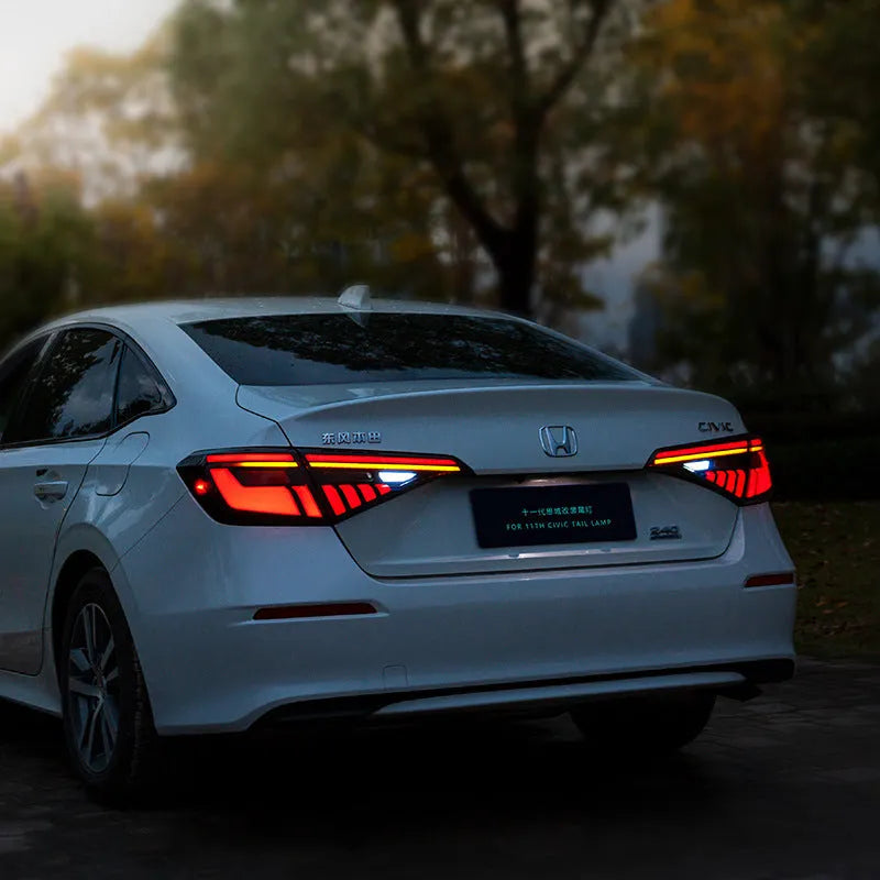 11th Generation Honda Civic aftermarket LED taillight assembly in black and red colour scheme.