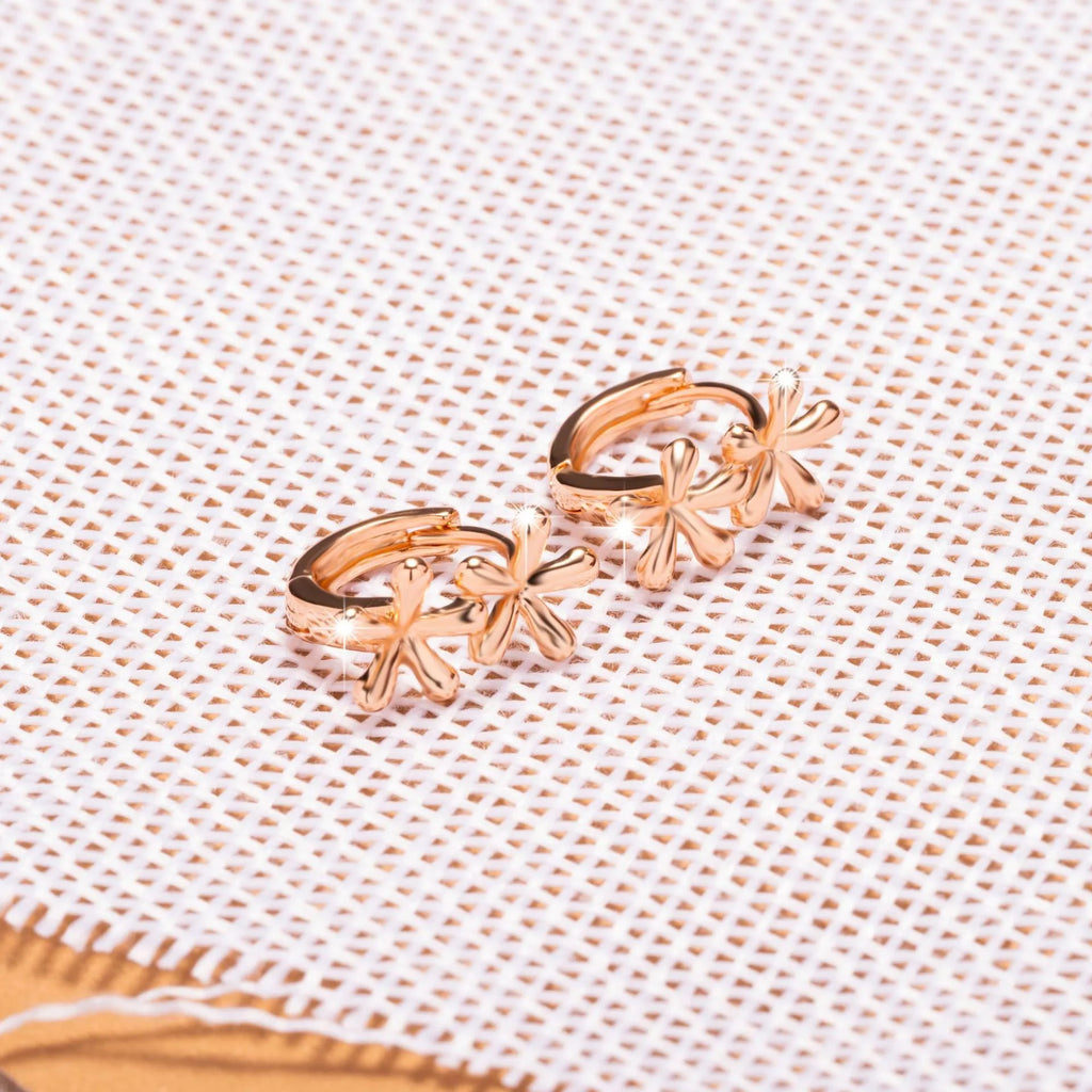 Rose gold electroplated waterdrop flower earrings with circular European American style
