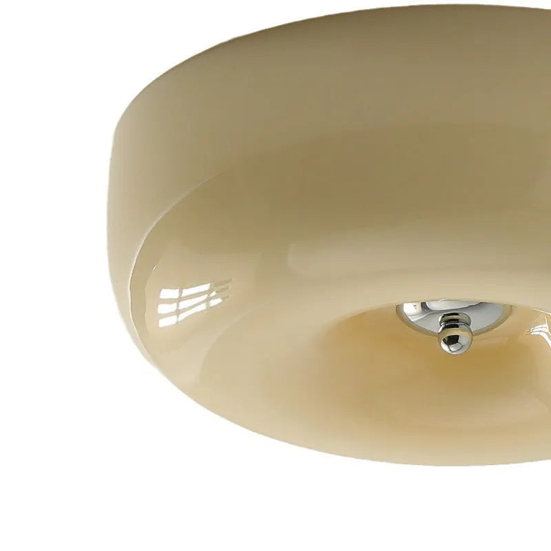 Cream American-style bedroom ceiling lamp with three-colour light mounted centrally
