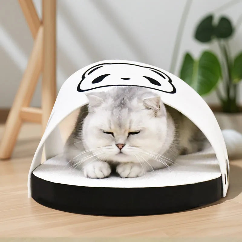 White corrugated paper cat scratch board with slipper style design for feline scratching