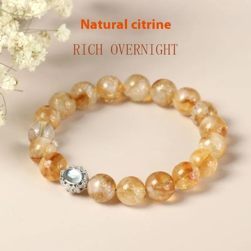 Geometric citrine crystal bracelet with 10mm width and grinding finish