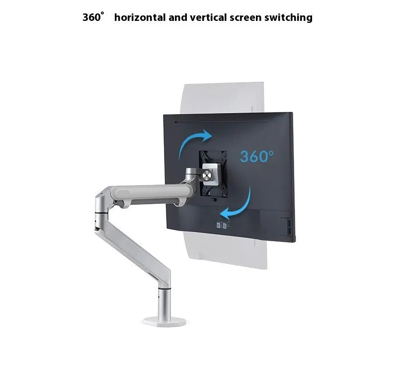 Aluminium laptop stand with adjustable air pressure arm bracket in silver colour