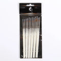Set of twelve pearl white fluorescent marker pens with nylon wool brush tips and solid wood holders for watercolour art.