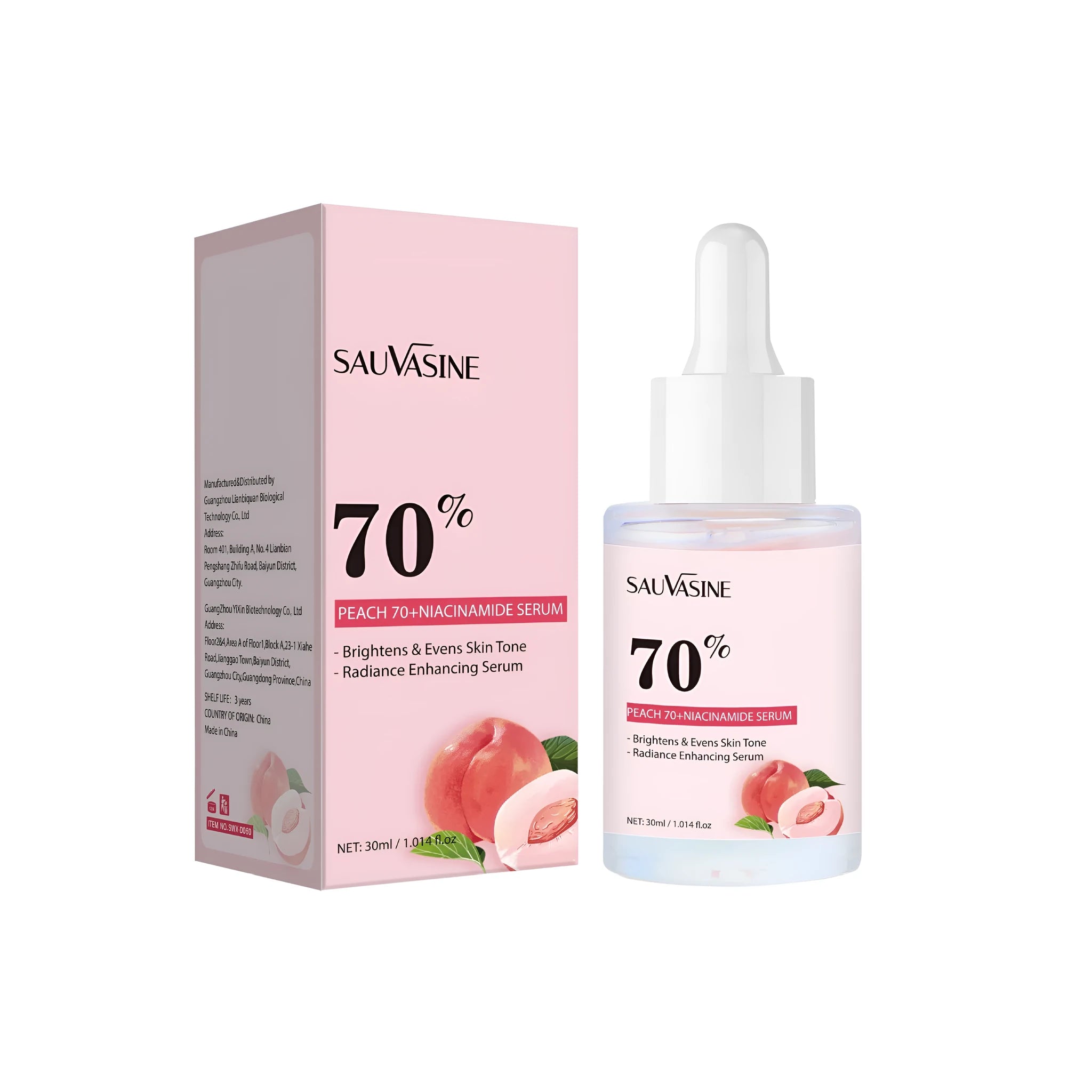 SWXD060 nicotinamide care solution bottle with pump dispenser, 30ml volume