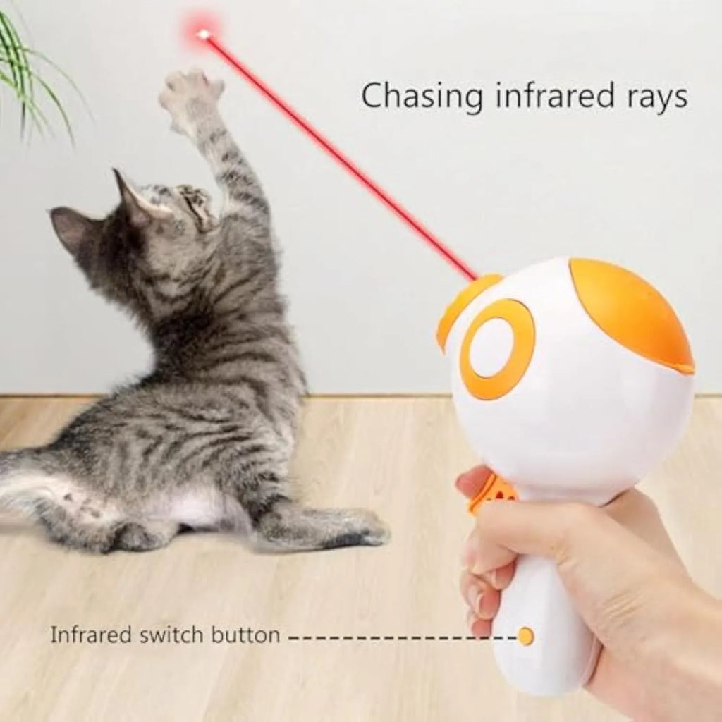 Green, orange, and pink dog treat launcher toy for remote feeding
