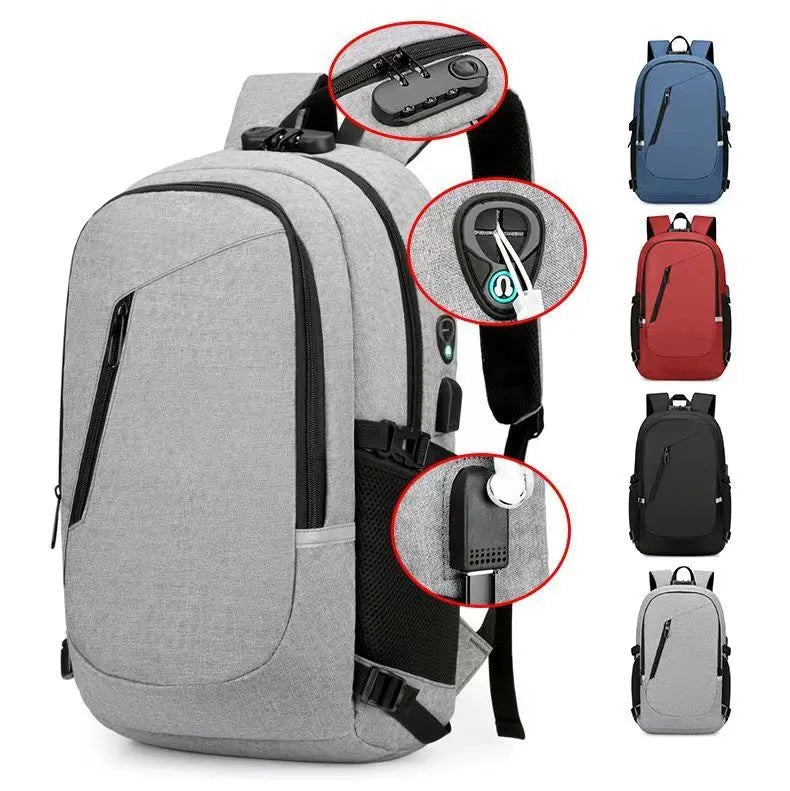 Solid colour Oxford cloth computer backpack with 20-35 litre capacity for men and women.