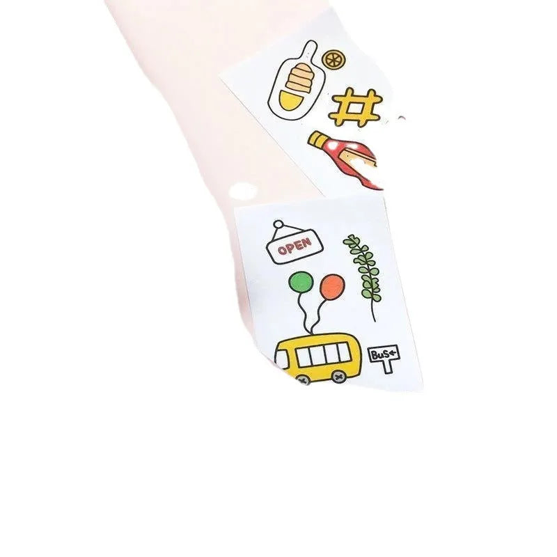 Hand-drawn heart stickers with cartoon characters for notebooks and screen protectors