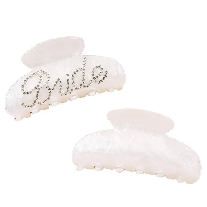 10cm pink acrylic hair clip with double-sided diamond spot drill decoration