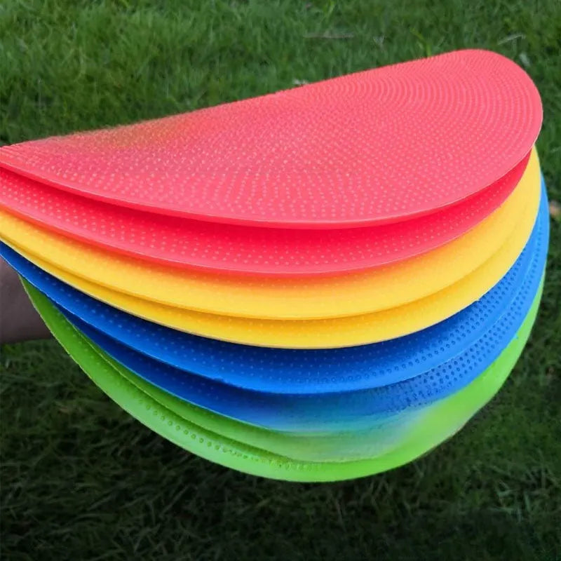 Soft yellow TPE football landmark pad, a flat 23cm disc for field sports target marking.