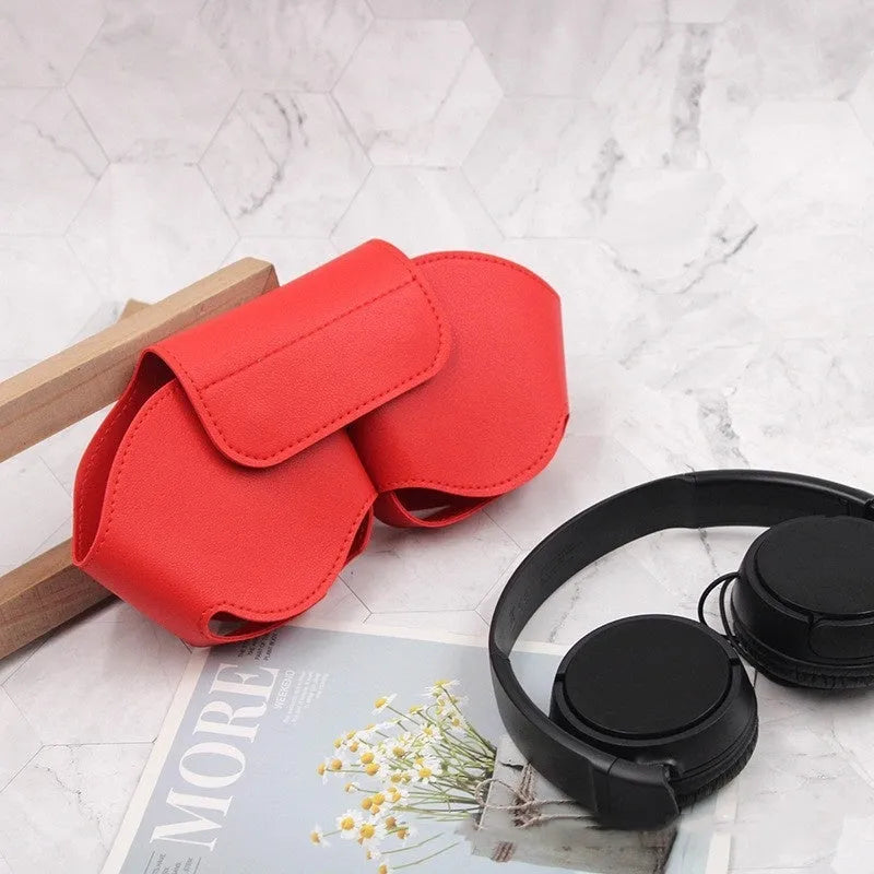 AirPods Max headphone protective case in PU leather, shown in multiple colour options.