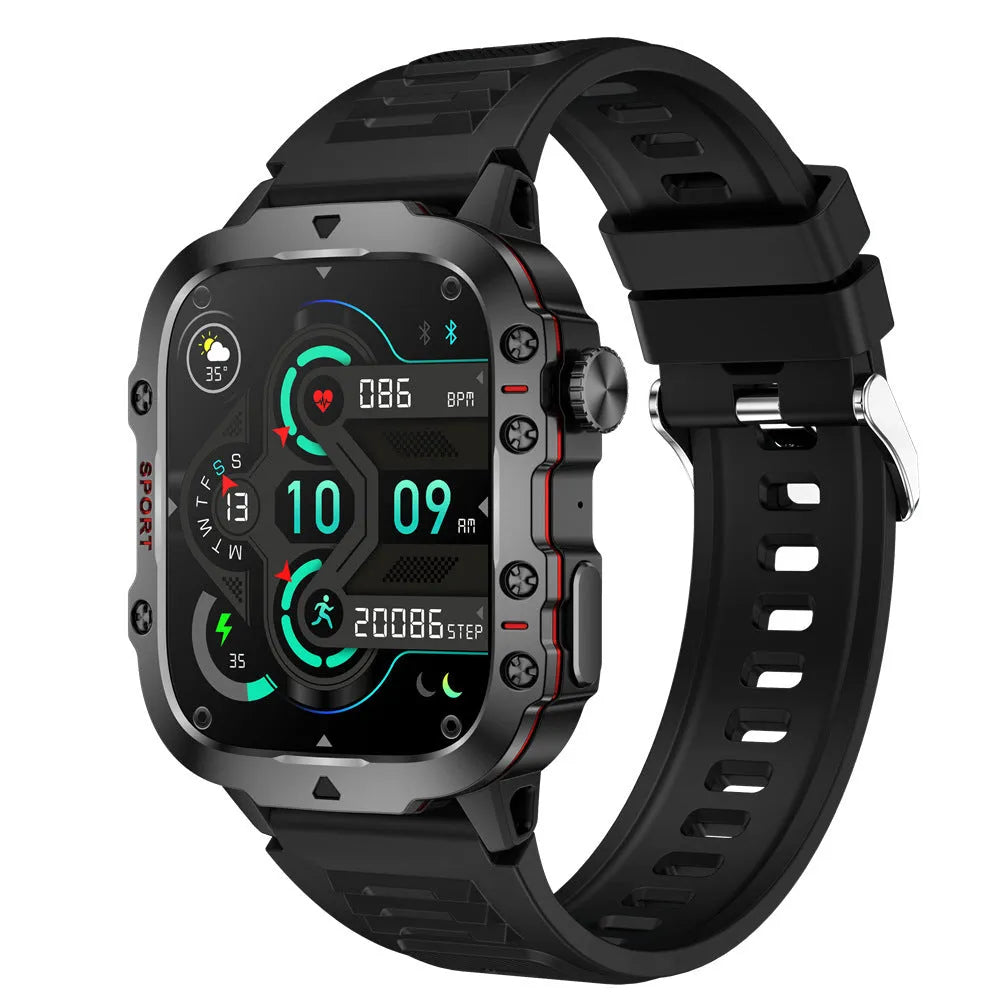 QX11 Smart Bluetooth Watch with TFT screen on a wrist, showing heart rate data.