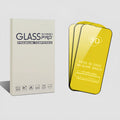 Three-pack tempered glass screen protector for Apple iPhone 13 mini with film tool in cowhide box