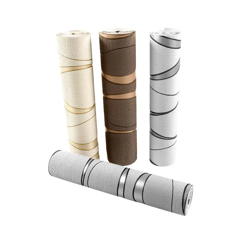 Curve stripe 3D velvet decorative wallpaper roll showing textured surface