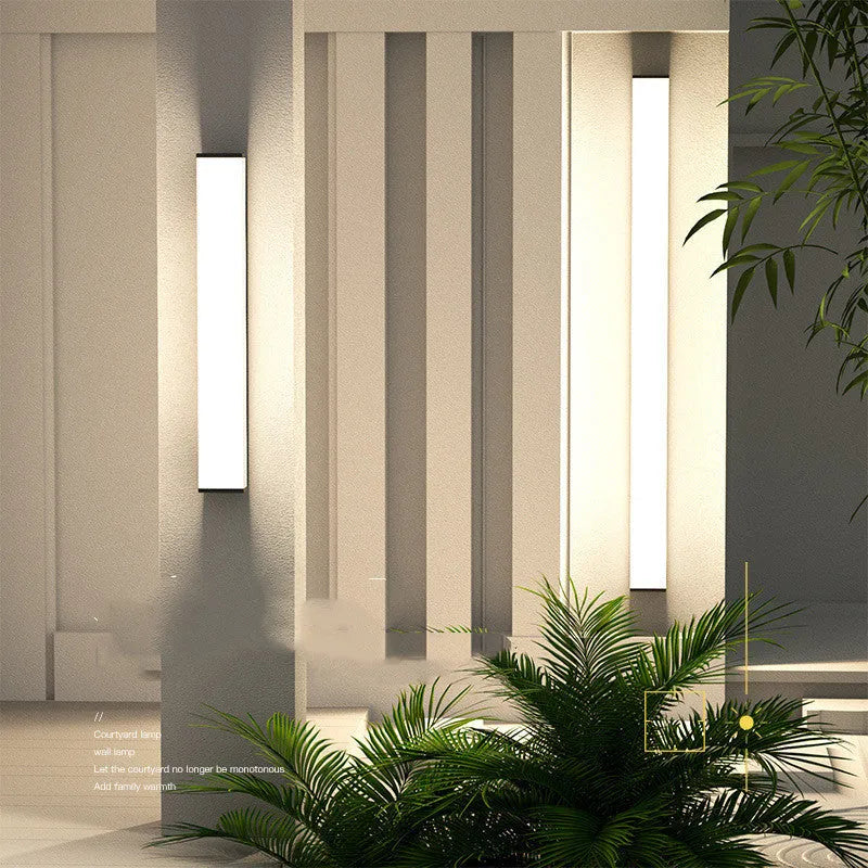 60cm tall stainless steel outdoor wall light with IP65 waterproof rating for courtyard and park illumination