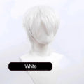 Short anime style cosplay wig with anti-curling hair tail in high-temperature fiber material