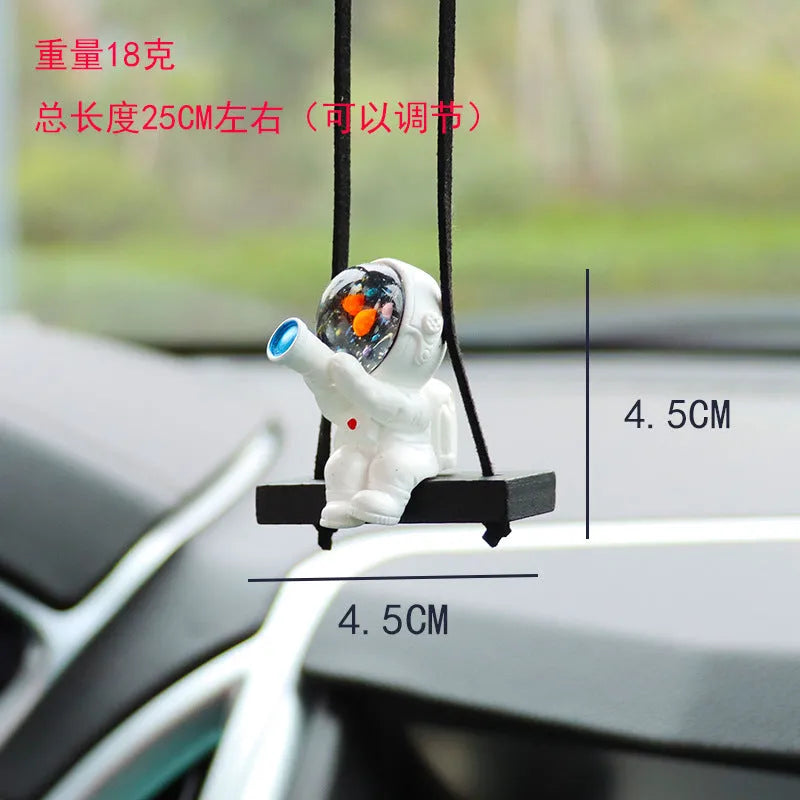 Resin astronaut car pendant in cartoon style with hook for hanging