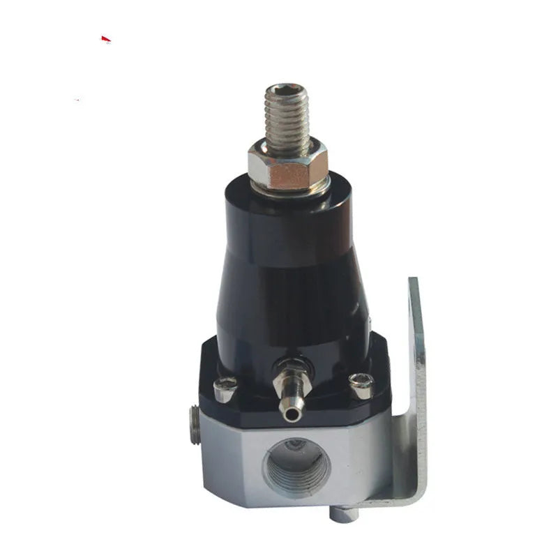 Black aluminium fuel pressure regulator with adjustment port for electronic injection systems