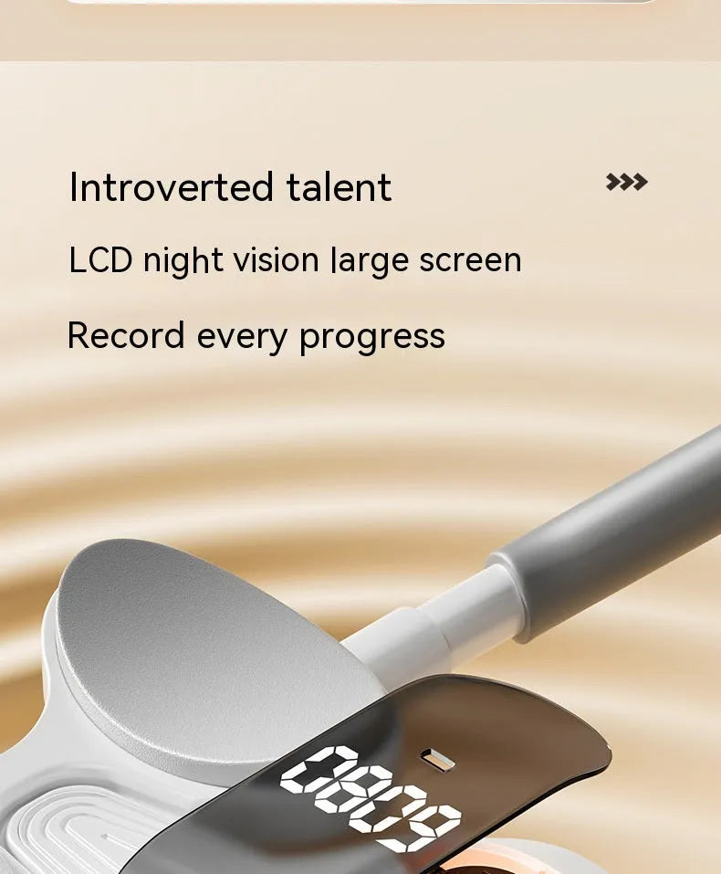 White household fitness roller with LED screen for belly contracting and rolling exercises.
