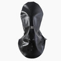 Black synthetic leather face mask for adult training with adjustable straps.