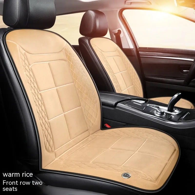 Auto heating car cushion with cotton filling in beige, black, or coffee colours for single or double car seats