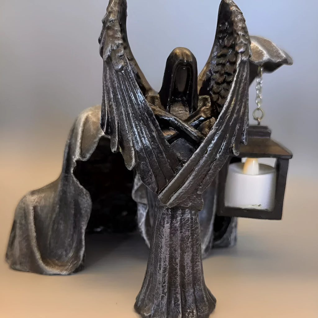 Dark Angel resin statue ornament on display, showing gothic design and 17cm height.