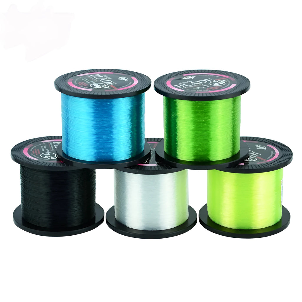 Seaknight1000 M nylon fishing line spool showing available colour options white, green, blue, yellow, and black