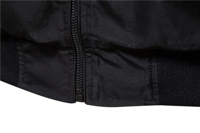 Men's solid colour thin casual jacket in polyester fabric on a hanger.